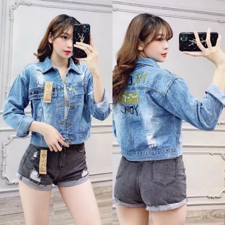 [TIK] Áo khoác nữ jean Thêu Chữ Nice To You bao chất xinh xinh-A3131 4