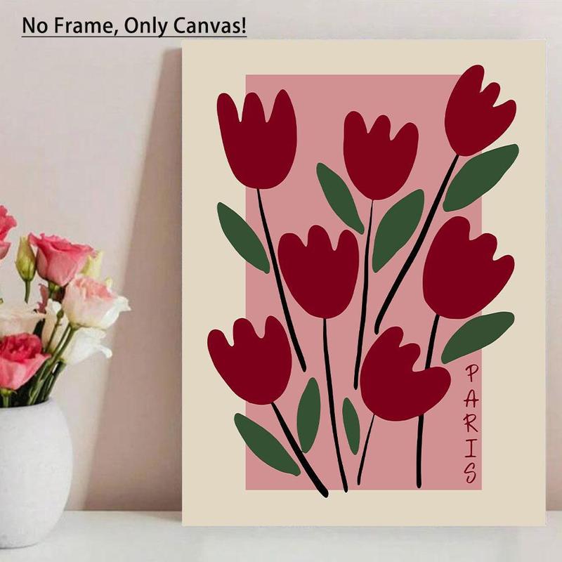 Product Introduction of Tulip Pattern Unframed Painting, 1 Count Modern Canvas Wall Art Poster, Home Decor for Living Room Bedroom Office School 2