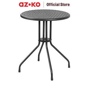 AZKO Soleil 60 cm Nara Meja Teras Rotan Round - Hitam Meja Luar Ruangan Garden Table Balcony Desk Furnitur Taman Outdoor Furniture