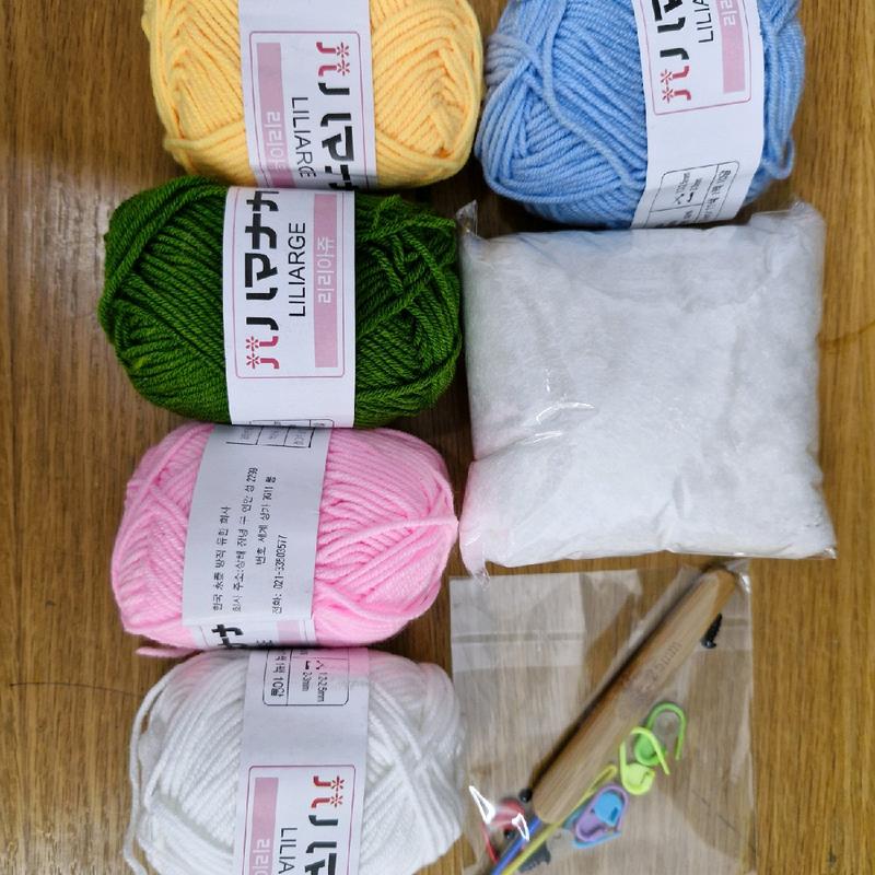 set nguyên liệu móc len cơ bản, combo móc len milk cotton hàn 25g