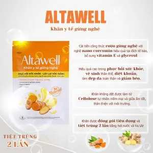 Khăn y tế gừng nghệ Altawell - Làm sạch & giữ ẩm cho mẹ sau sinh - Hộp 30 khăn 2