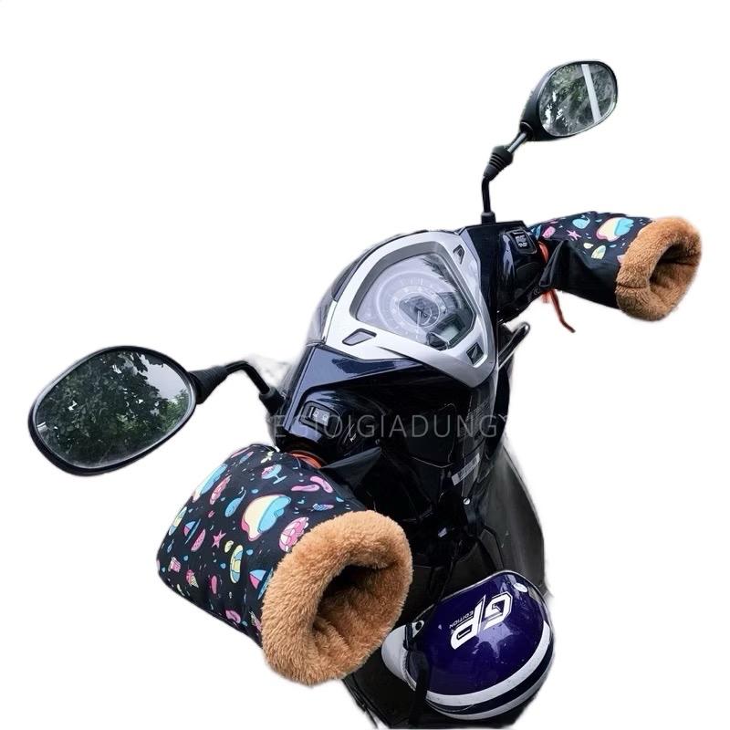  găng tay phao-gang tay phao đi xe máy mùa đông nam nữ lót lông ấm 