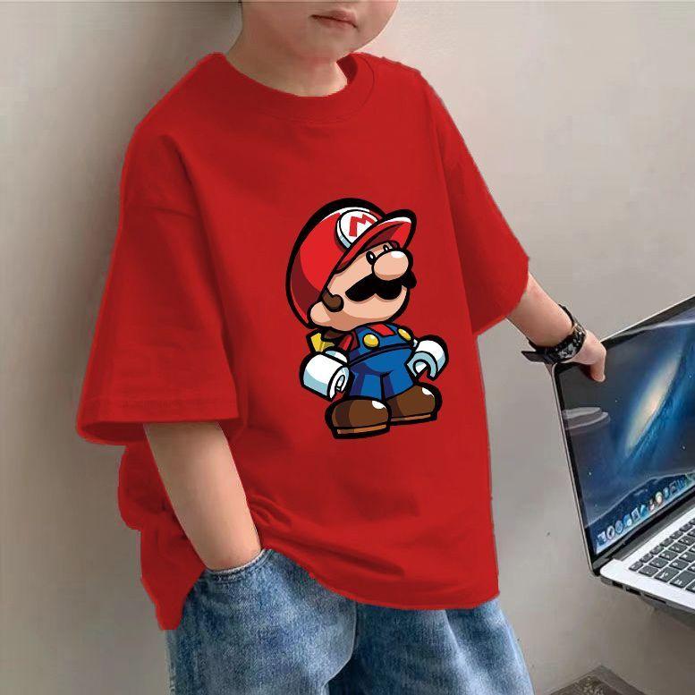 Áo Thun Bé Trai, Quần Áo Trẻ Em, Chất Liệu Cotton, Mặc Mùa Hè, Hàng Mới Về, Tay Lửng Áo, Áo Hoạt Hình, Dáng Rộng Vừa Vặn, Thích Hợp Cho Trẻ Em Và Thanh Thiếu Niên, Áo Thun ngắn Tay 0