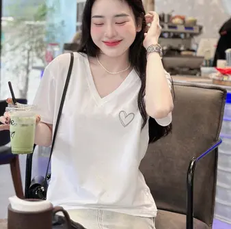 Áo Phông Cotton Đi Làm Đi Chơi Co Giãn 4 Chiều COTIM THÊU DOUBLE TIM Nhiều Màu Sắc Năng Động Top Nữ Women