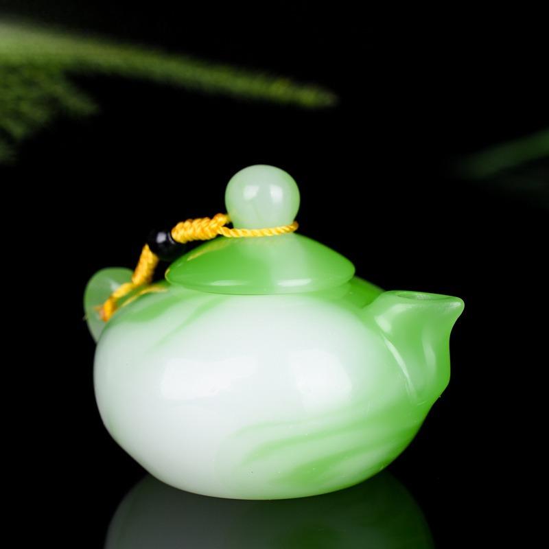 Product Introduction of Colorful jade white jade jasper teapot hand handle piece chicken blood jade pot hand play piece handle pot small wine pot play piece pendant 6