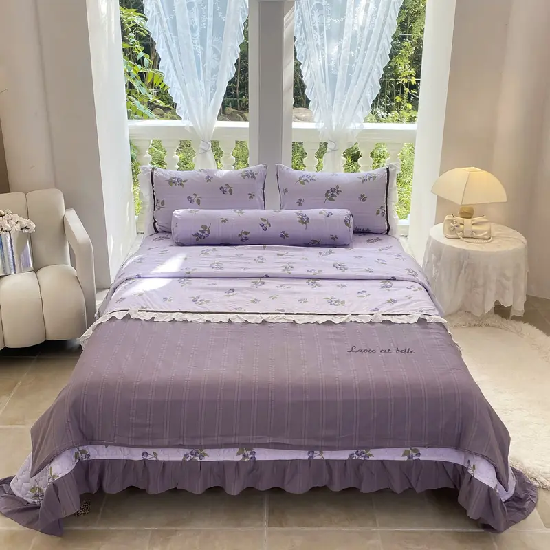 Bộ Chăn Ga Gối COTTON ĐŨI SỢI TRE MarkJacob - Set 5 món ( ga trần phủ - vỏ chăn trần có khoá - 2 vỏ gối - 1 vỏ ôm khoá sườn) 7