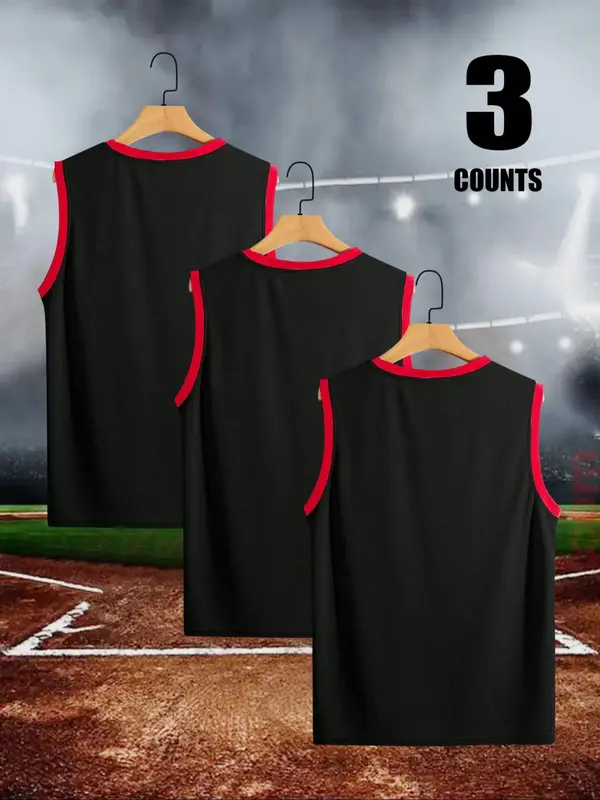 Men's Letter & Number Print Tank Top, Casual Sleeveless Basketball Jersey for Training Competition, Men's Summer Sports Top 1
