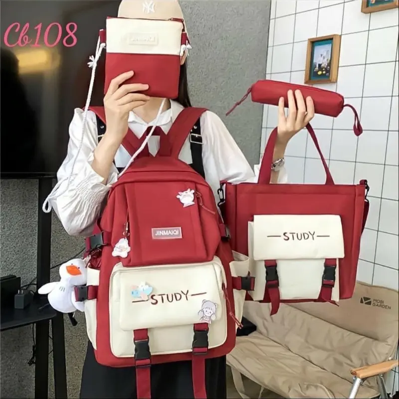 Combo Balo 4 món phong cách Hàn Quốc - Mang Đi Học Đi Chơi - Chất Vải PVC - Nhiều Mẫu Đa Dạng - Top Balo Nam Nữ 6