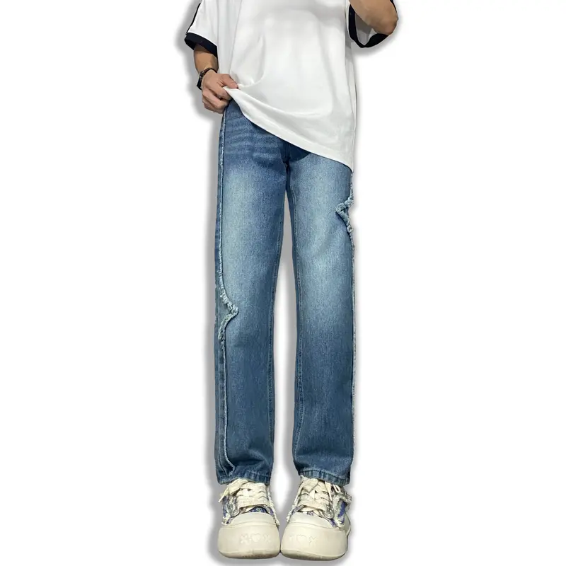 Quần Jean Nam Nữ form suông, ống đứng ống rộng Có Túi 8 sao 4 cánh may mắn Menswear Pants Ong rộng 6