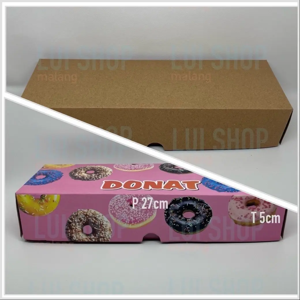 [PER 10 LEMBAR] DUS DONAT ISI 3 27cm x 9cm x 5cm KRAFT DAN MOTIF