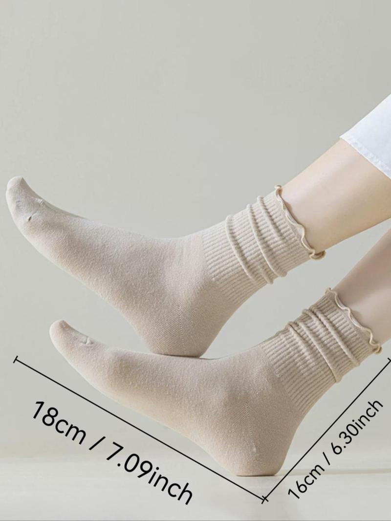 Product Introduction of Random Women's Solid Mid-calf Socks, Casual Comfy Breathable Socks for Daily Wear, Women's Socks for All Seasons 6