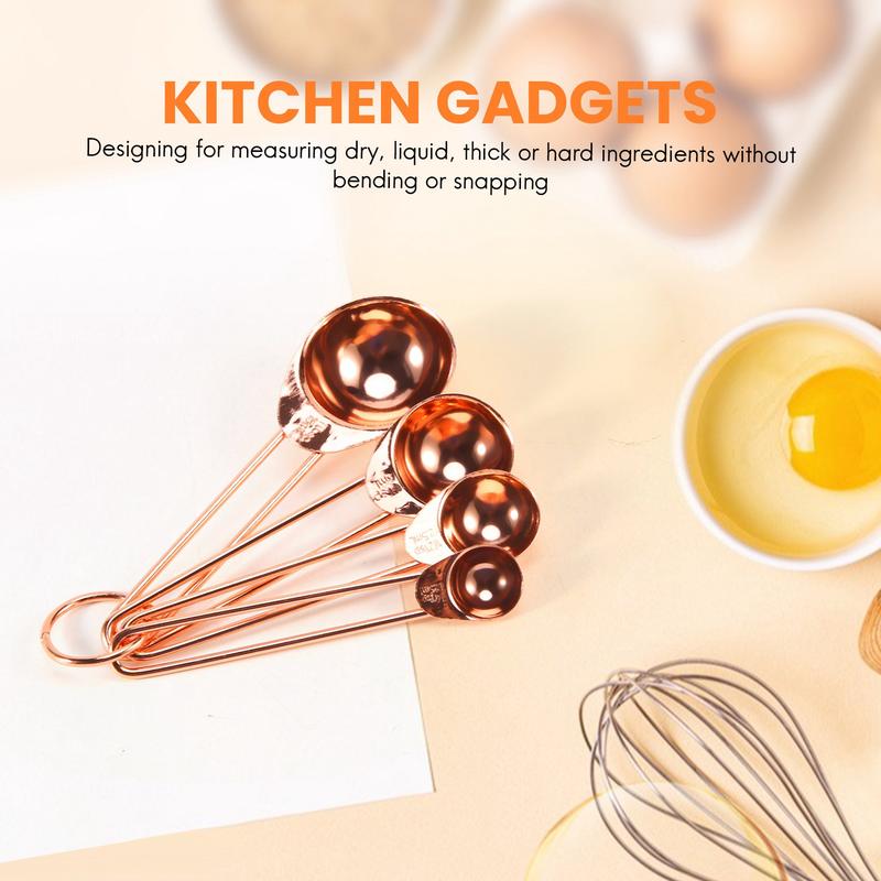 Rose gold Stainless Steel Measuring Cups and Spoons set of 8 Engraved Measurements,Pouring Spouts & Mirror Polished for Baking and Cooking 1