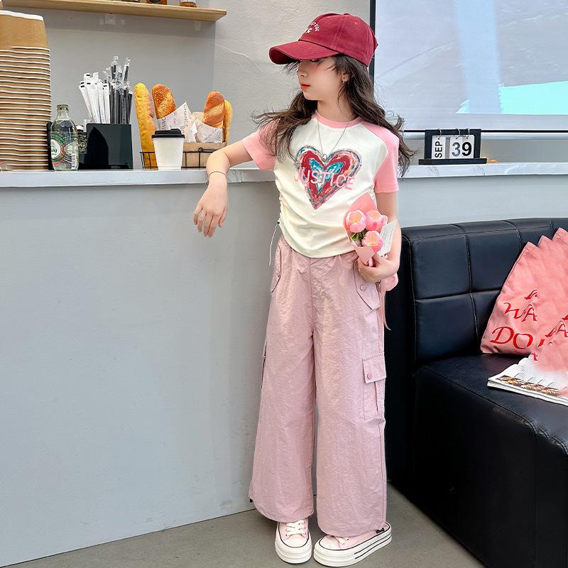 Set quần túi hộp và áo croptop cho bé gái mẫu hiphop cho bé từ 15-45kg Tee Baby Tee Women Cổ Tròn