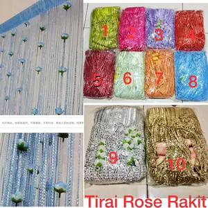 tirai benang pintu rose rakit 2X1 meter jendela pembatas ruangan Bunga Hiasan Dekorasi