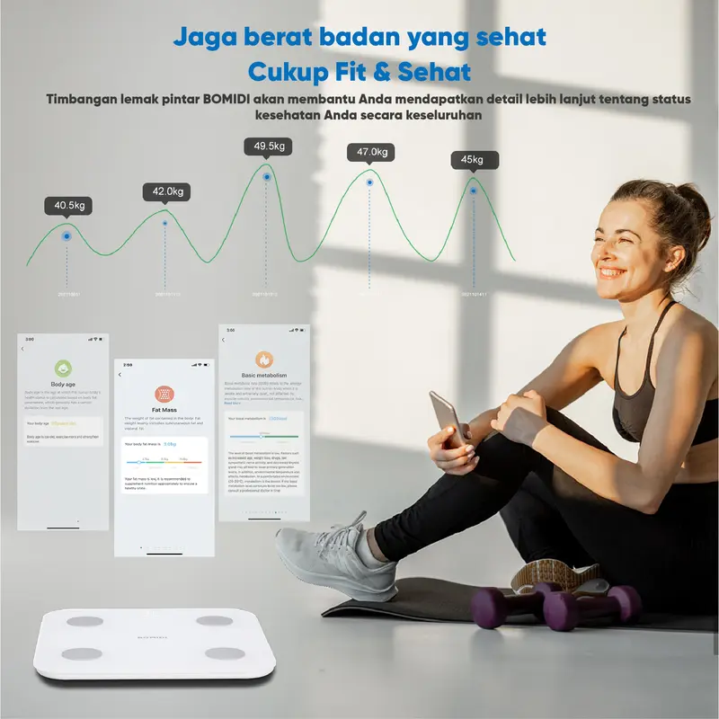 [COD] BOMIDI Body Fat Scale S1 Timbangan Badan Smart Scale Digital Timbangan Scale Skala Berat Badan 2