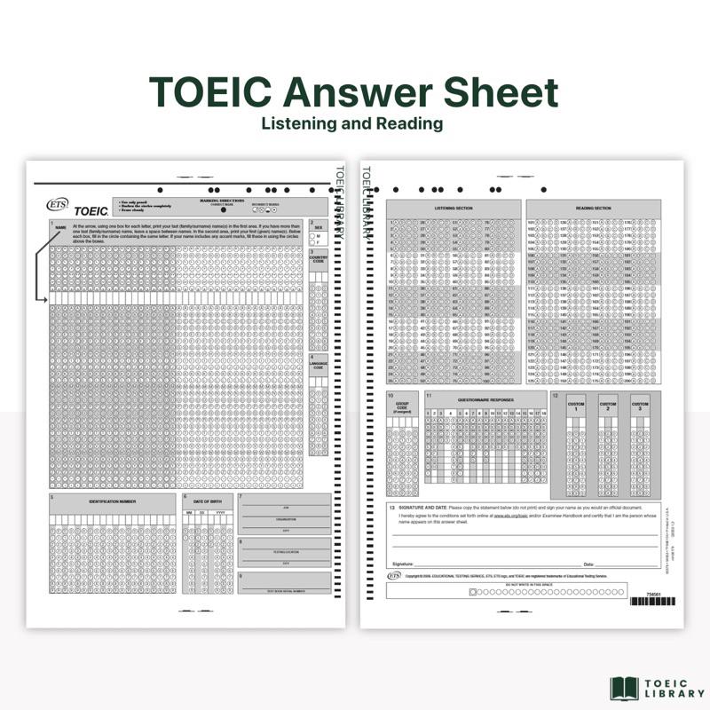 กระดาษฝนคำตอบโทอิคแบบที่ใช้สอบจริง TOEIC Answer Sheet (OFFICIAL ...
