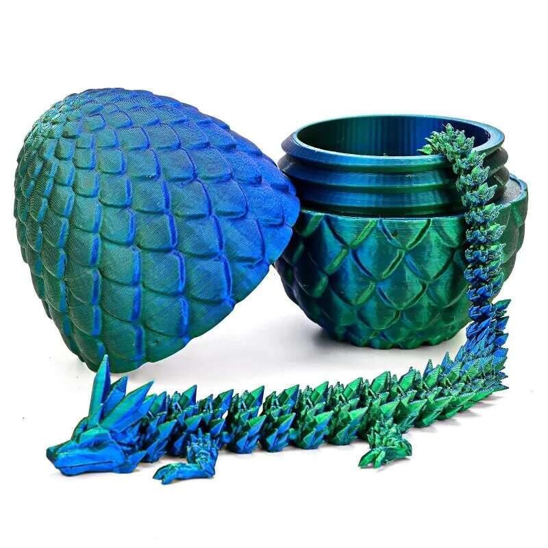 Product Introduction of 1/2PCS 3D Printed Egg with Full Dragon Modle Movable Rotatable Articulated Desktop Ornament Kid Toy 9