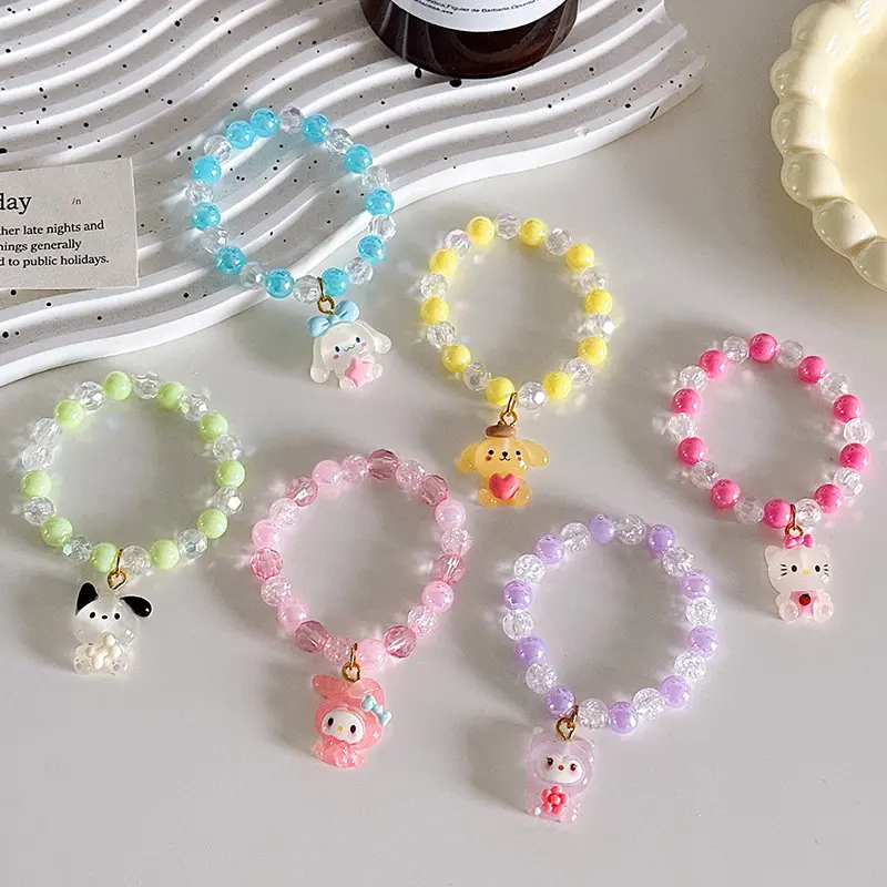 Vòng Tay Trẻ Em, Đính Cườm Màu Thạch Hoạt Hình, Dễ Thương Và Ngọt Ngào, Thích Hợp Cho Bé Gái Và Bé Gái, Trang Sức Học Sinh, Phụ Kiện Vòng Tay