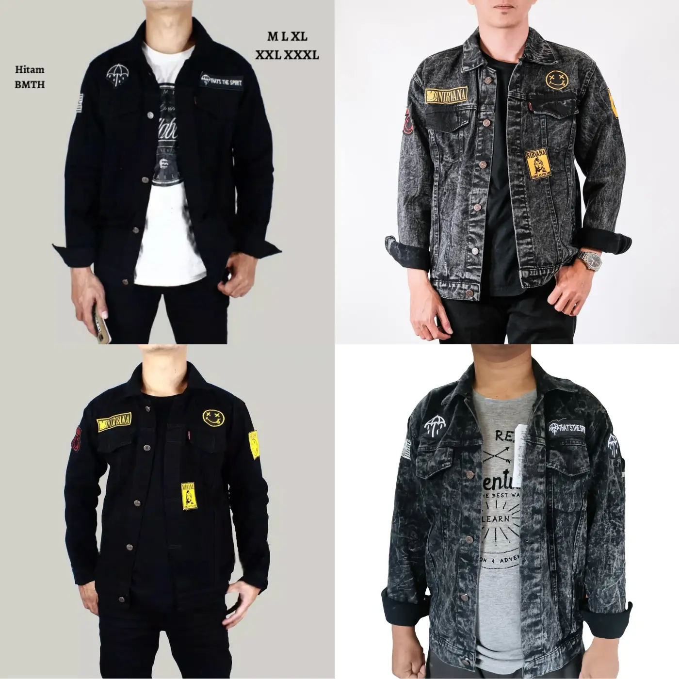 Jaket Jeans Bordir Pria M - XXXL Jumbo denim cowok Distro