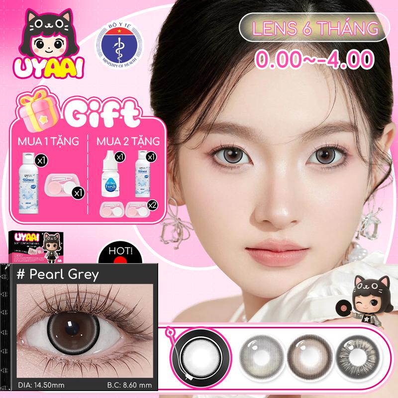  【Số đo 0-4 | COD | MUA 1 TẶNG Gifts Pearl Grey K4 Grey,Brown Thai Tea Grey Kính áp tròng UYAAI 14,5mm 6 tháng mềm mại dễ đeo cho đôi mắt thoải mái hơn Lens for girls 