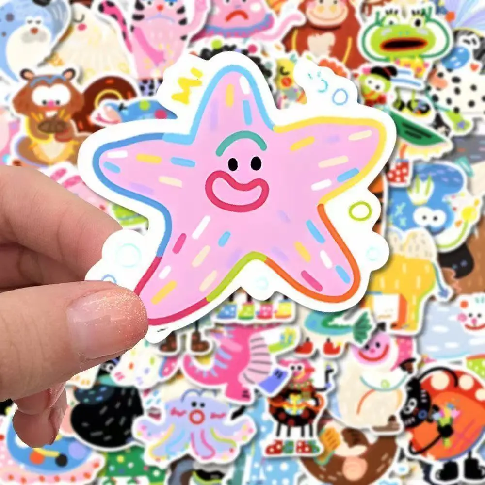 200 Colorful Painted Animal Stickers Cartoon Cute Simple Fun Journal Decoration Waterproof Stickers