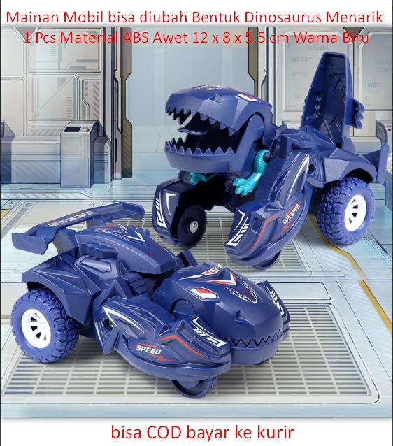 Mainan Mobil bisa diubah Bentuk Dinosaurus Menarik 1 Pcs Material ABS Awet 12 x 8 x 5.5 cm Warna Biru 0