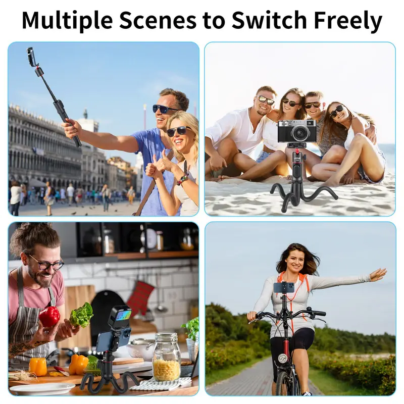 Portable Selfie Stick Tripod, Handheld Camera Octopus Tripod with Remote Control, Mini Flexible Camera Support, Universal Camera Stand for iPhone 6
