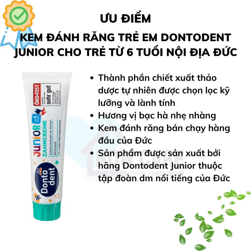 Kem đánh răng trẻ em Dontodent Junior cho trẻ từ 6 tuổi nội địa Đức 3