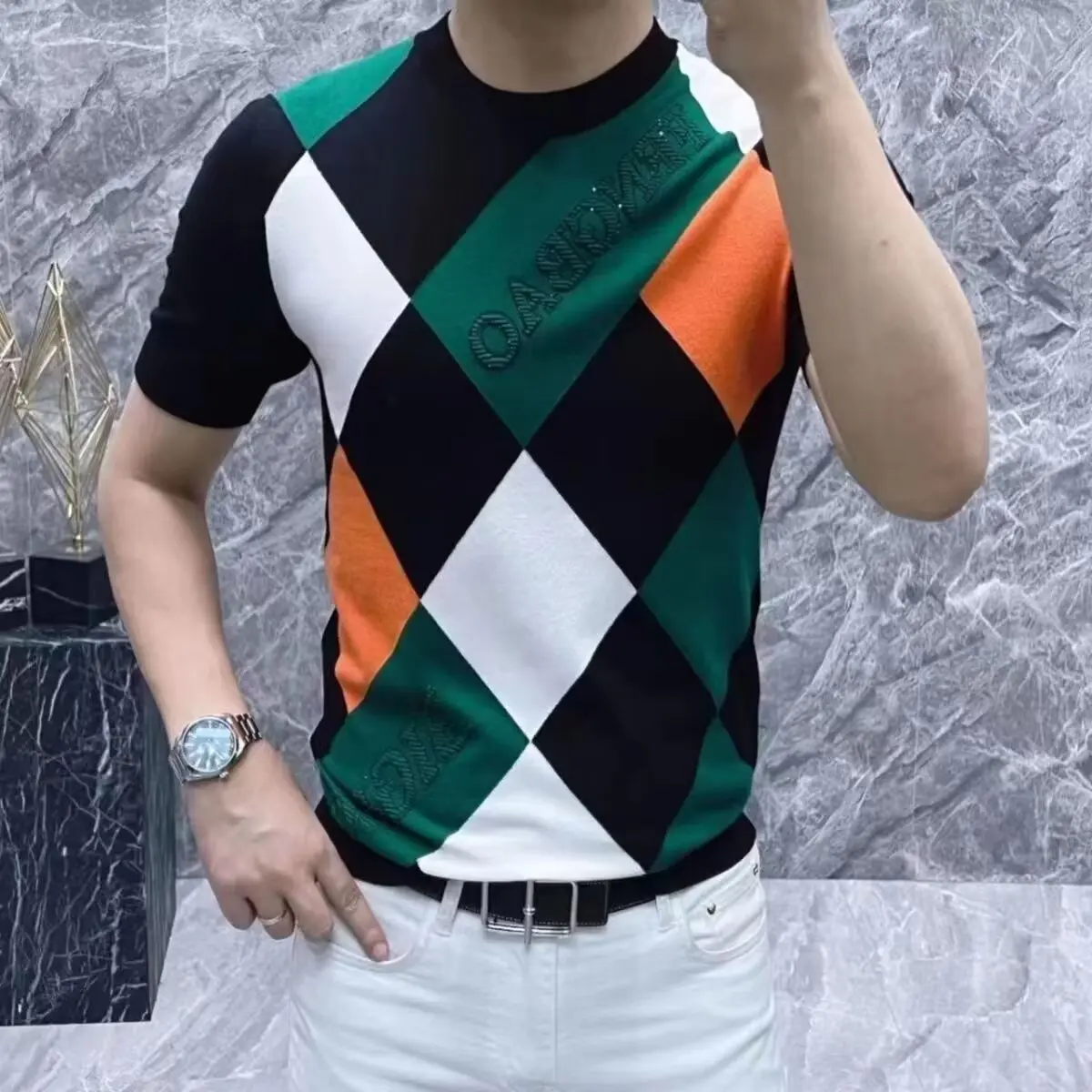 Summer New Men's Short-Sleeved T-shirt Middle-Aged Fashion Casual Men's Clothing Half-Length Sleeve Thin T-shirt Men's Top [M26]