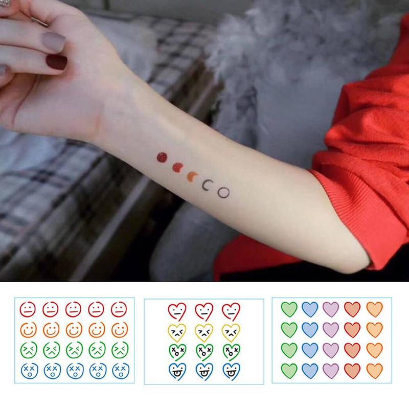 Product Introduction of 1sheet Hyuna Tattoo Patch Colorful Smiley Face Tattoo Stickers Waterproof Colorfast Long Time South Korean Entertainment 15
