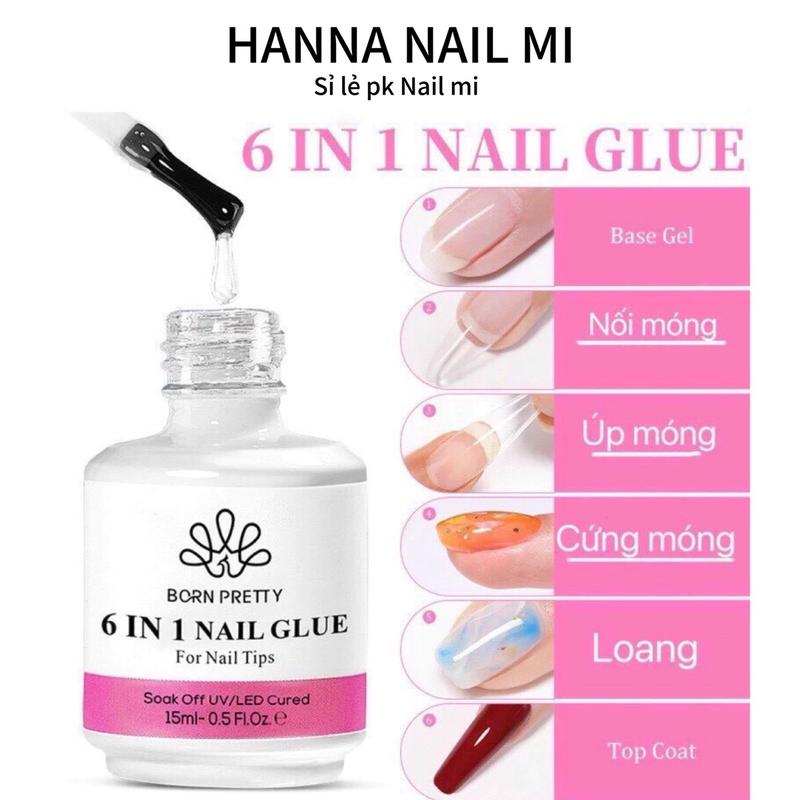 Nail glue gel 6in1 Born Pretty CHÍNH HÃNG [LOẠI 1 - CÓ TEM] -[nối móng, cứng móng, btop, loang, úp móng] Sơn Gel Nữ