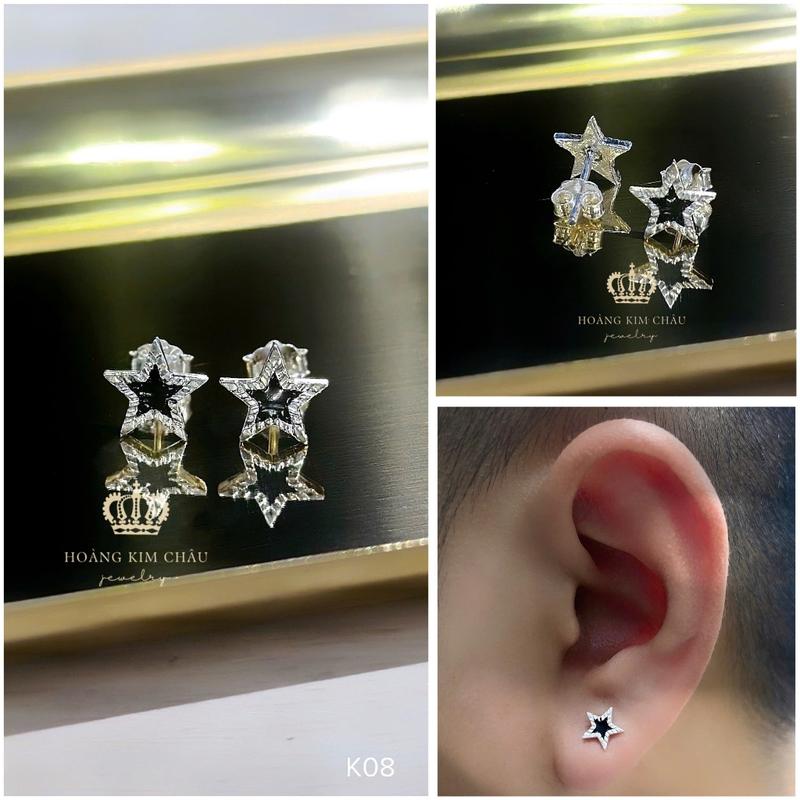 Bông tai nụ bạc nam nữ Hoàng Minh Châu Jewelry - bộ sưu tập khuyên tai nam nữ chuẩn bạc cao cấp 7