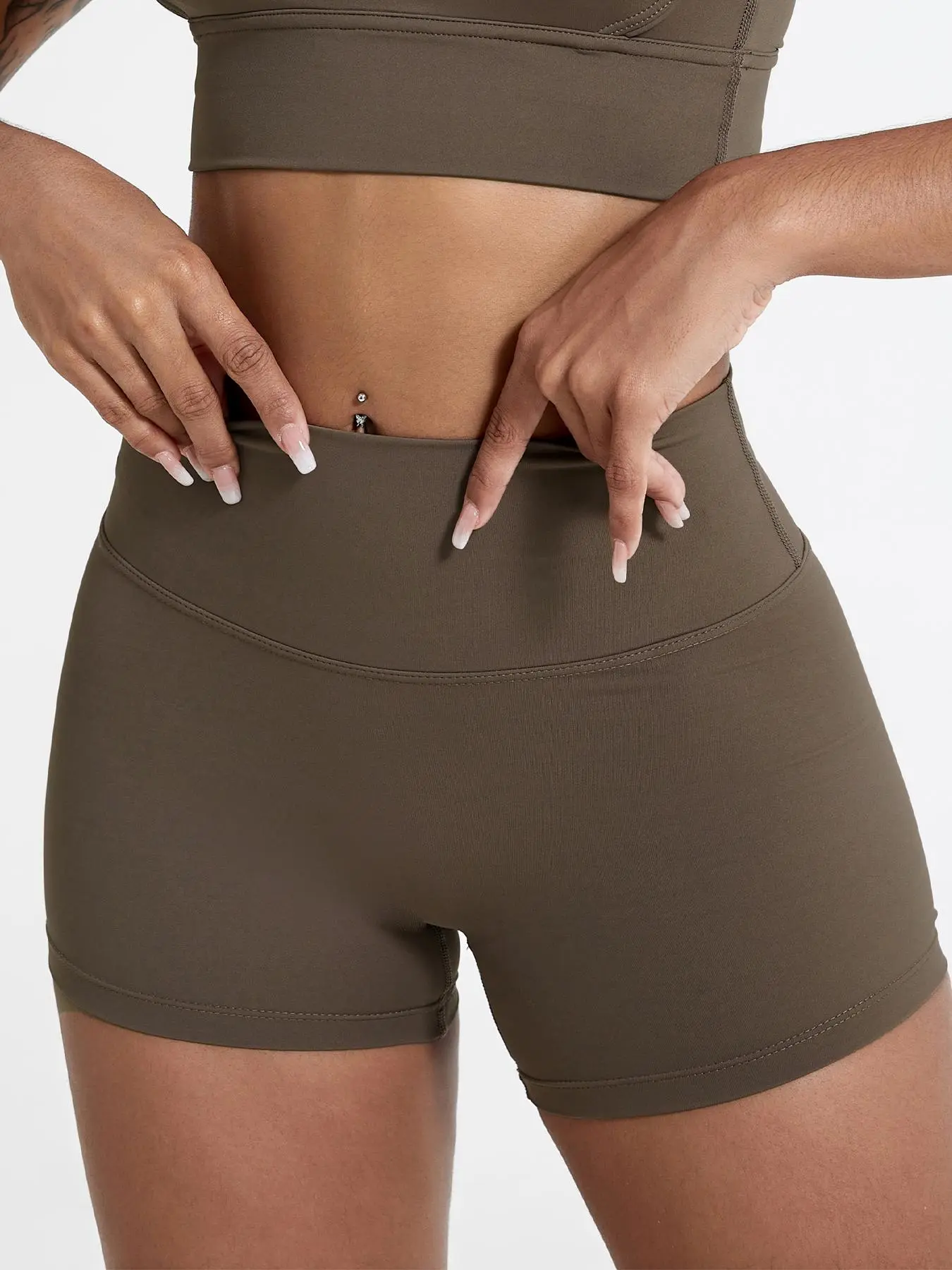Women's Solid High Waist Sports Shorts, Gym Shorts, High Stretch Yoga Bottoms, Ladies Sportswear for Indoor Outdoor Wear