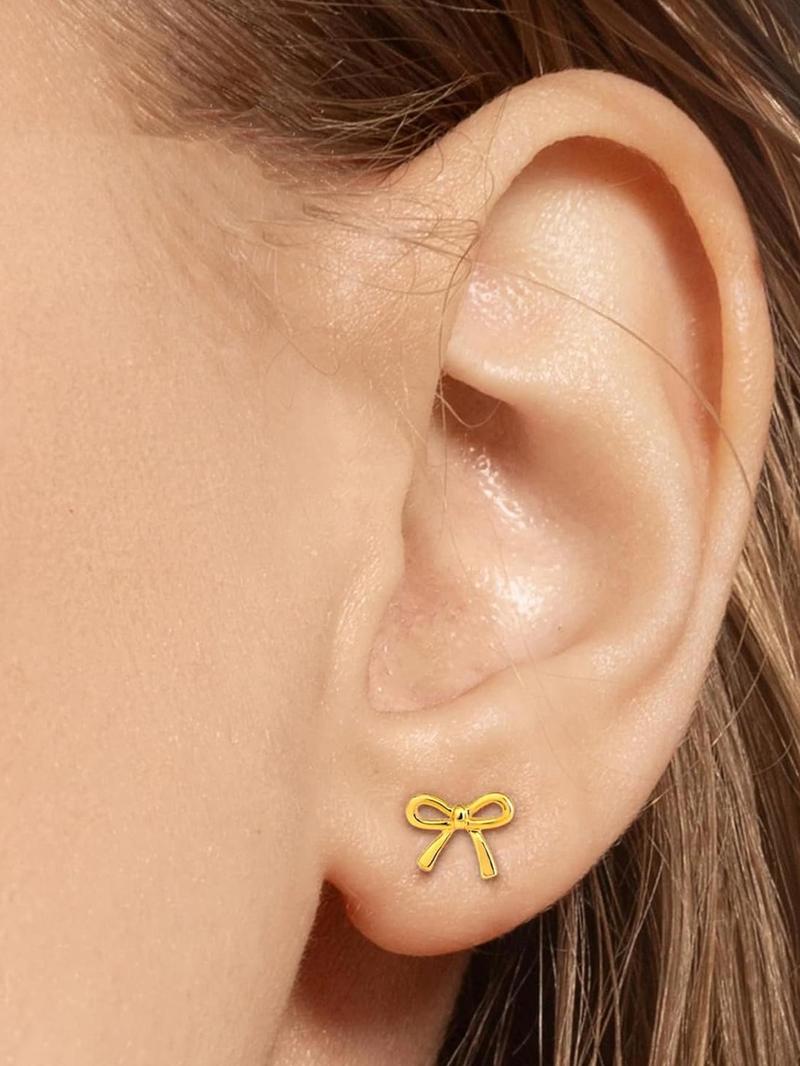 Product Introduction of Bow Design Stud Earrings, Cute Earrings for Women & Girls, Fashion Jewelry for Party, Daily Clothing Decor, Trendy All-match & Exquisite Jewelry for Birthday Gift 3