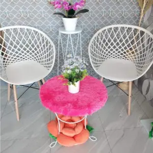 Taplak Meja bulu Rasfur bulat diameter 50cm alas meja bulat