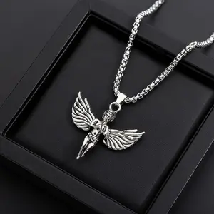 Kalung Titanium Silver Trendy Angel Necklace Desain Elegan dan Unik Streetwear Korea KL-2043