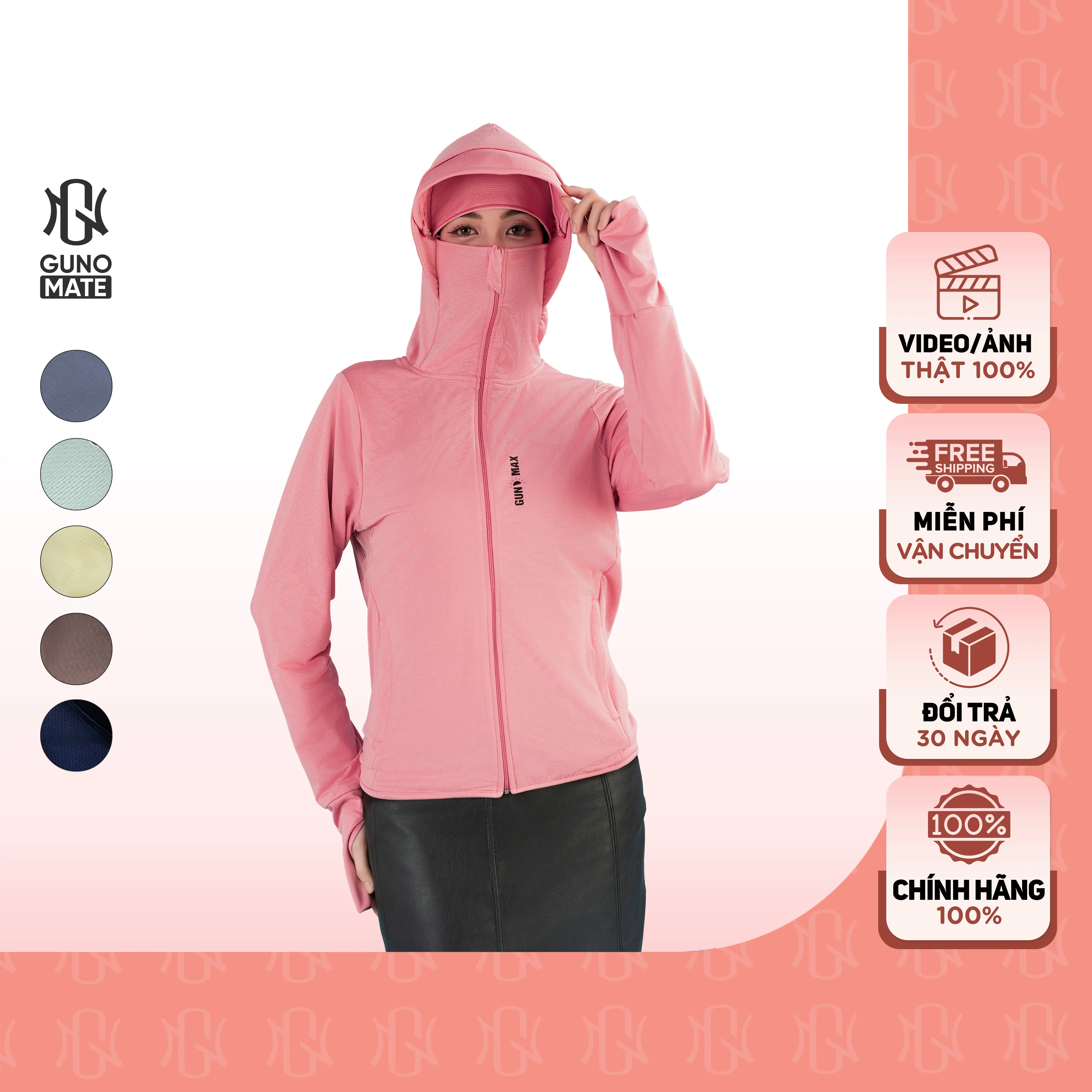 GUNO-Áo chống nắng nam nữ 2 lớp chống tia UV có che trán vành mũ rời SP5| 3HANU182/NA87 | BigBuy360 - bigbuy360.vn