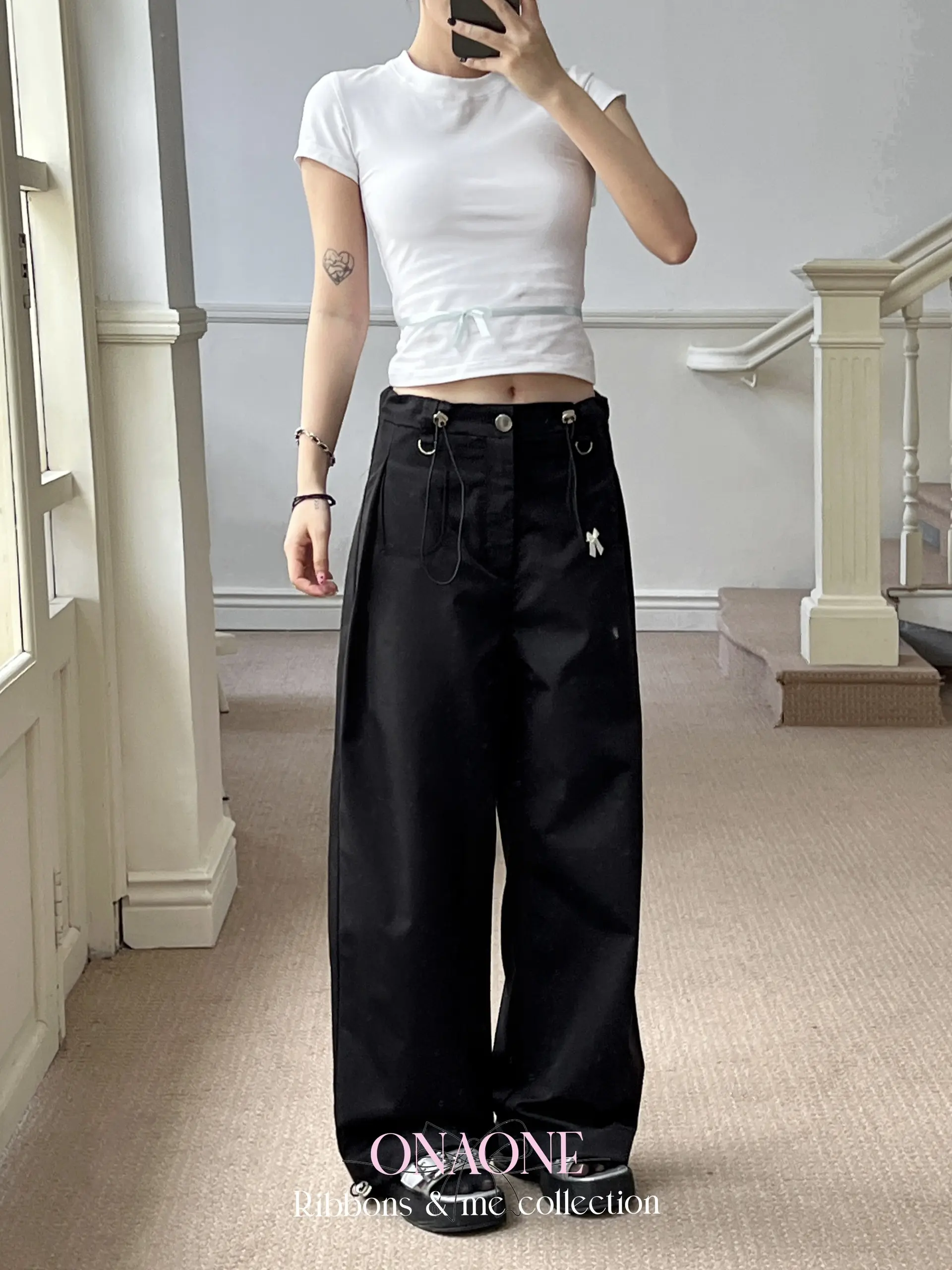 Quần Dài Kaki Ống Rộng Rút Dây ( Tặng kèm Nơ Ruy Băng ) | Roomy Pants - ONAONE