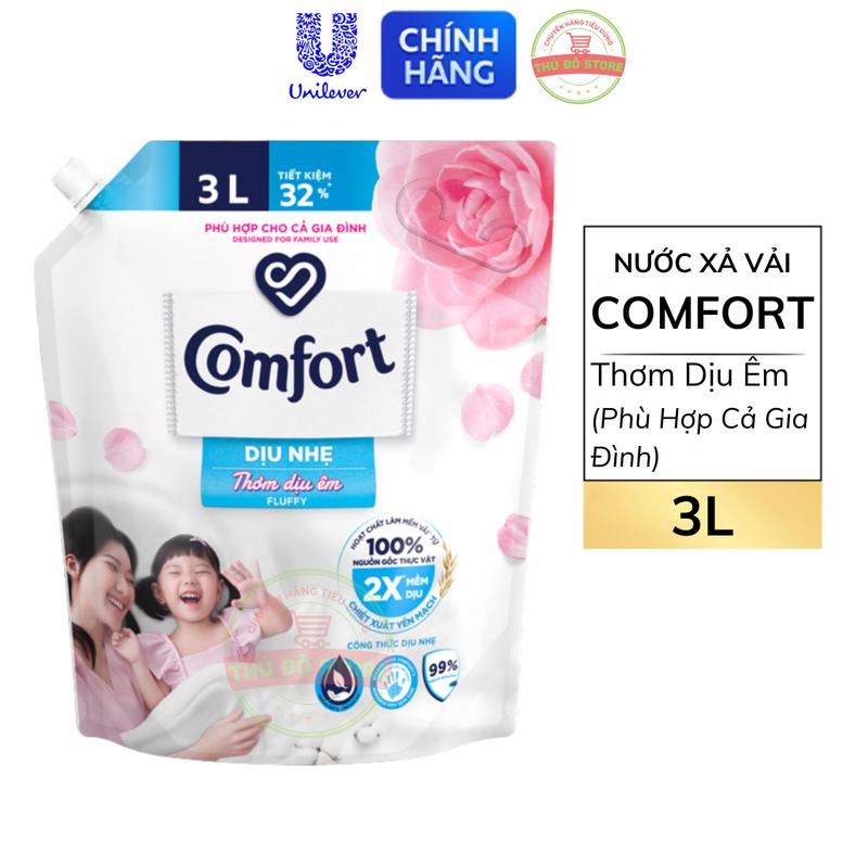 Nước Xả Vải Comfort Thơm Dịu Êm Phù Hợp Cả Gia Đình & Cho Bé - Túi 3L