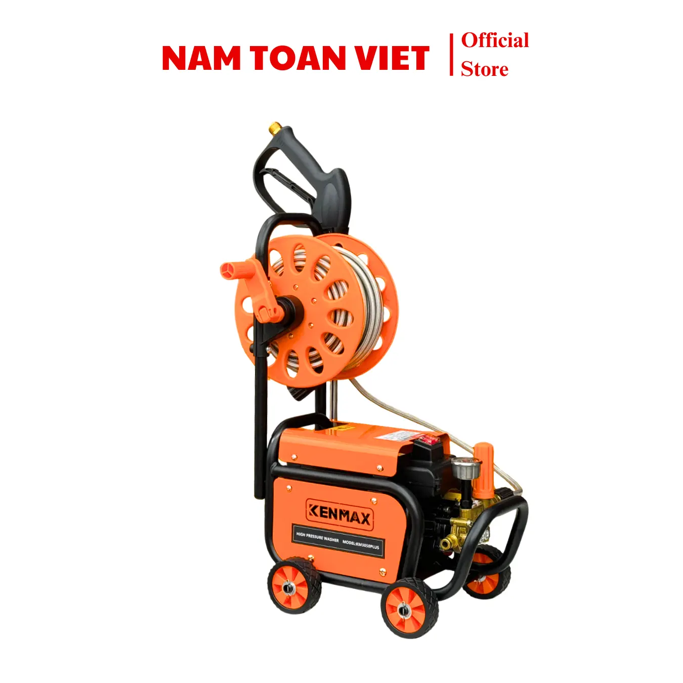 Máy rửa xe chỉnh áp Kenmax chức năng chống giật rulo cuốn dây 15m