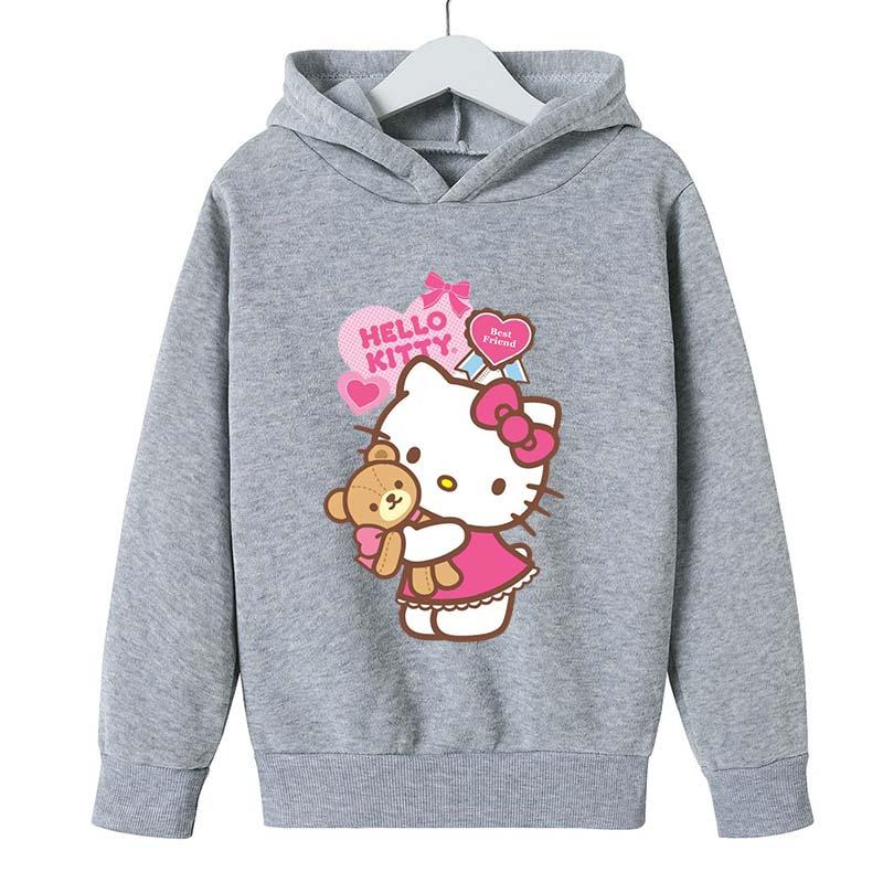 Product Introduction of New Hello Kitty Kawaii Kids Fashion Boys Clothing Autumn Baby Girls Clothes Cat Suit Children Hoodies Toddler Casual Tracksuits 3