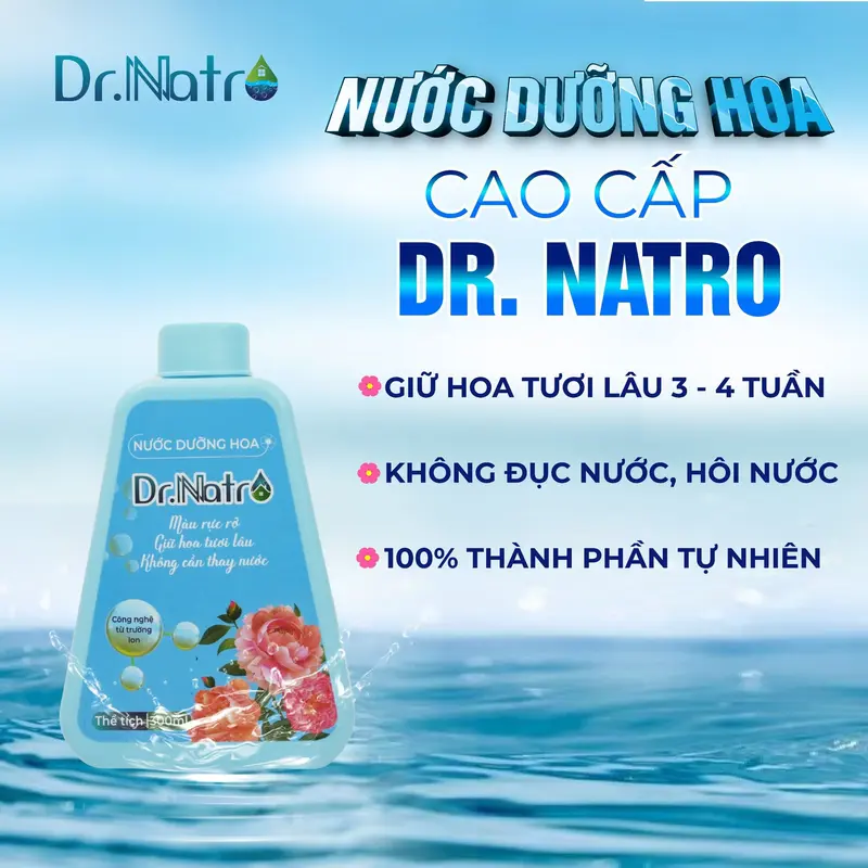Nước dưỡng hoa Dr Natro - Giữ hoa tươi lâu 3 - 4 tuần - Màu sắc hoa bền đẹp gấp 3 - 5 lần - Chai 300ml (tặng 1 gói dưỡng hoa size nhỏ ) 3