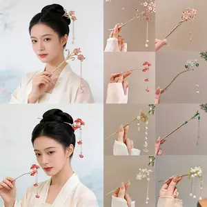 Hairpin Wanita Gaya Tiongkok Tradisional Jepit Tuding Sanggul Rumbai Elegan