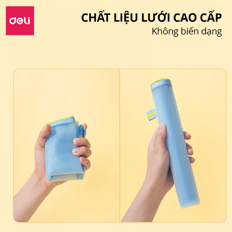 Túi đựng bút lưới bóp viết lưới Pastel trong suốt Deli kích thước A5 hộp bút chống thấm nước, sức chứa lớn cho học sinh 3