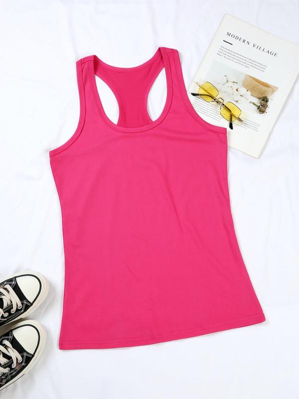 Women's Solid Round Neck Tank Top, Summer Clothes, Casual Sleeveless Crew Neck Top for Summer, Ladies Clothes for Daily Wear 2