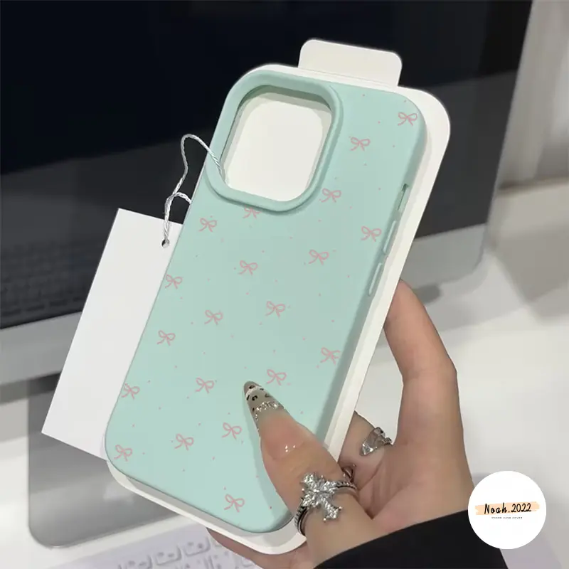 Vỏ Tương Thích Cho iPhone 13 11 16 15 12 14 Pro Max 14 15 Plus X Xs Max Xr 16Pro 13Pro 15Pro 14Pro 11Pro Max Màu Kẹo Hoạt Hình Ngọt Ngào Nơ Vỏ Da Mềm Chống Sốc Cove 2
