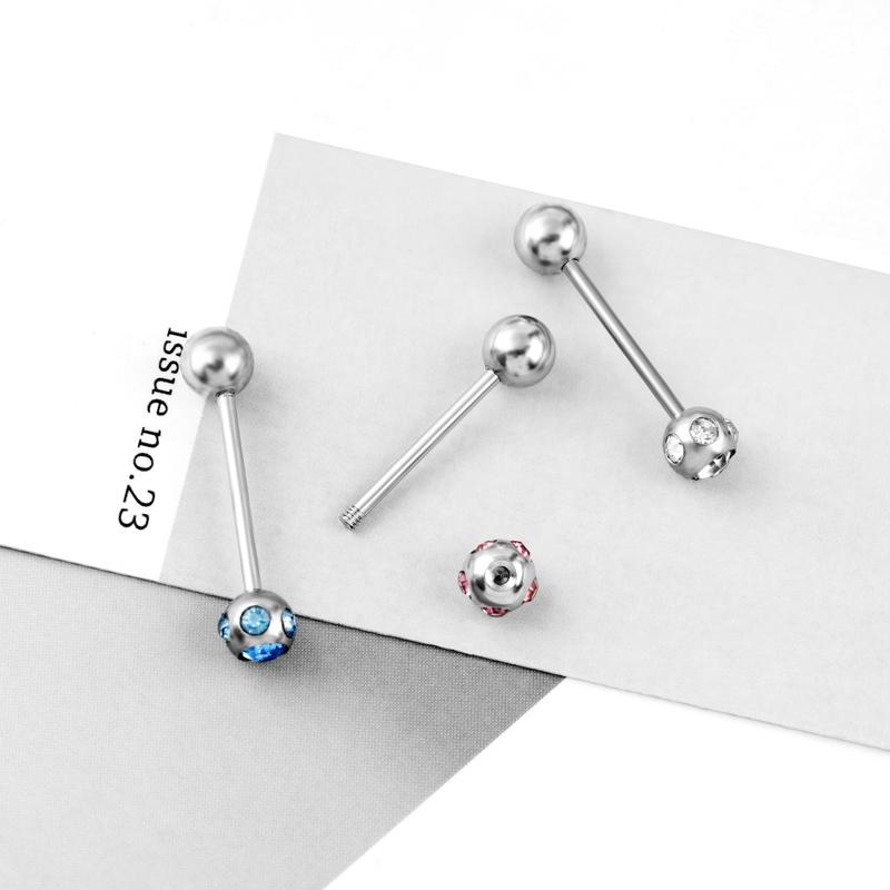 Product Introduction of Stainless Steel Colored  Tongue Stud Barbell Ear Cartilage Stud Piercing Piercing Jewelry Straight Bar 7