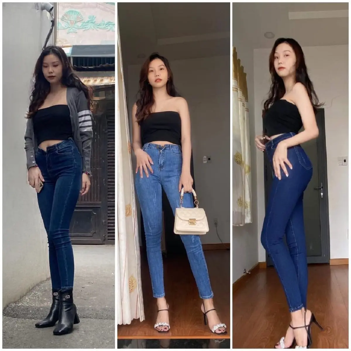 AKJ D09 Quần Jean Nữ Dài 92cm Lưng Cao (1m50-1m60) Pants Women
