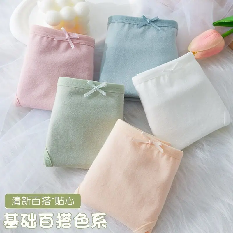 Đồ Lót Nữ, Gói 5 Chiếc, Chất Liệu Cotton, Kháng Khuẩn, Đáy Quần Cotton, Thích Hợp Cho Học Sinh Nữ, Quần Cạp Thường Quần Đùi, Quần Lót Cotton, Phong Cách 20255 1