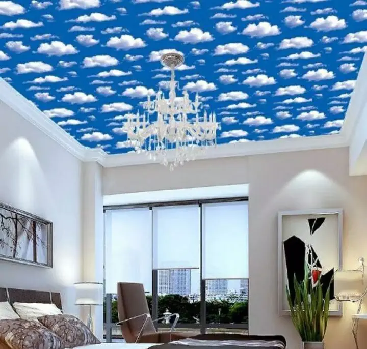 Wallpaper Stiker Plafon Atap Rumah Motif Awan Planet Untuk Dekorasi Dinding Kamar Ruang Tamu Bahan Pvc Pelapis Furniture Triplek Ukuran Per Meter Sudah Ada Lem Perekat 1